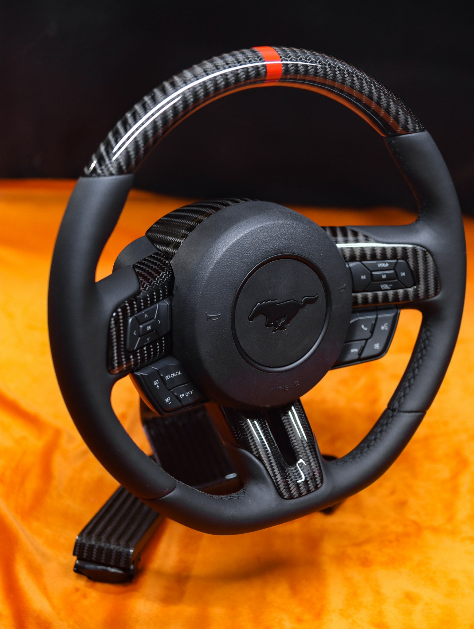 2015-2023 Mustang S550 Gloss Wide Carbon Fiber Steering Wheel With